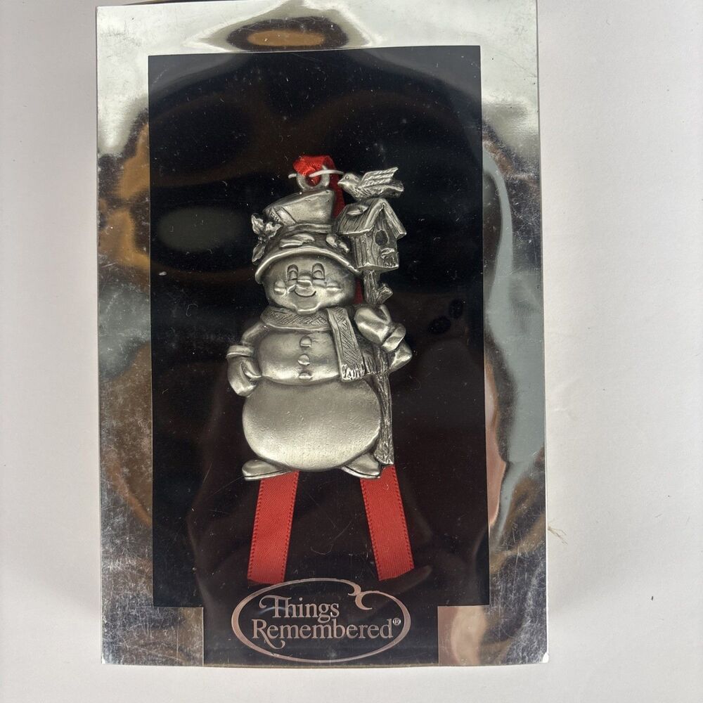 Things Remembered Snowman Ornament Birdhouse Pewter 2001